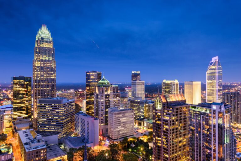 Charlotte,,North,Carolina,,Usa,Uptown,Skyline,At,Night.