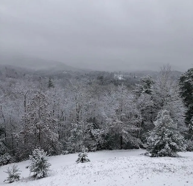 snow covered hill in Bryson City, North Carolina
