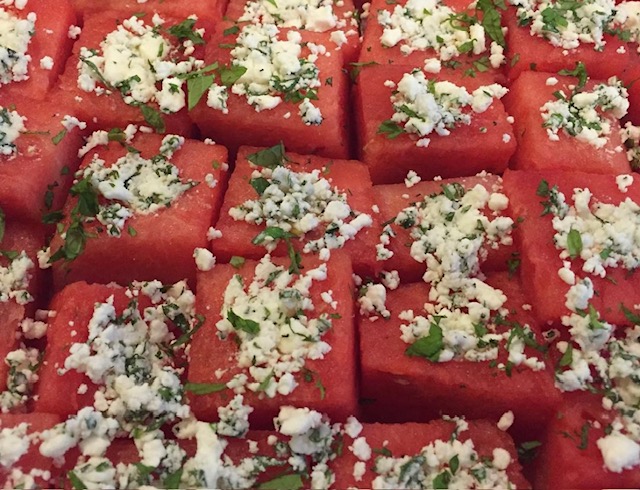 watermelon squares with mint and feta popular 4th of July foods