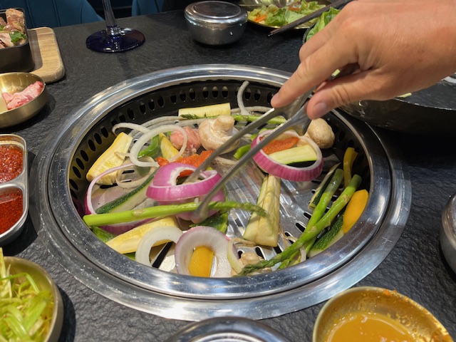 the table top grill at Lava Korean Steakhouse, a new Korean Steakhouse South Carolina recently opened