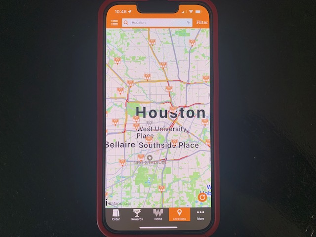 the whataburger apps for power outage updates as the gray 'W' shows a whataburger that's not open indicating they may not have power