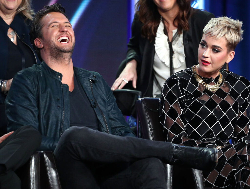 Luke Bryan 'Tight-lipped' About Katy Perry - Luke and Katy laughing on Idol in 2018. 